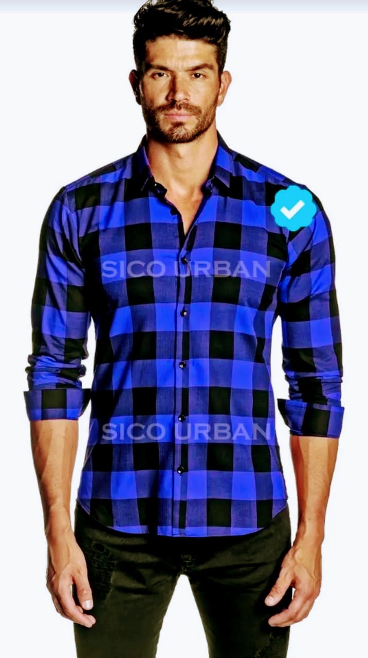 Camisa a cuadros azul/verde - $2.000